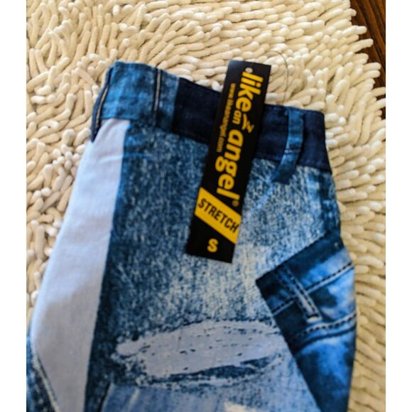NWT  Like an Angel denim patch stretch leggings  Sz S - Picture 10 of 13
